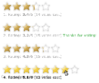 Screenshot vom Script AJAX Star Rating Bar